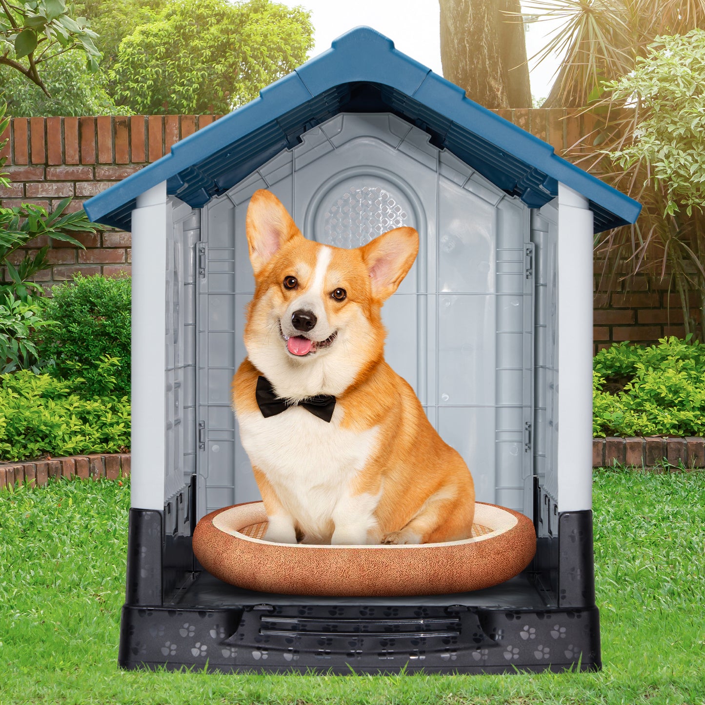 Indoor/Outdoor Doghouse - With Air Vents and Elevated Floor