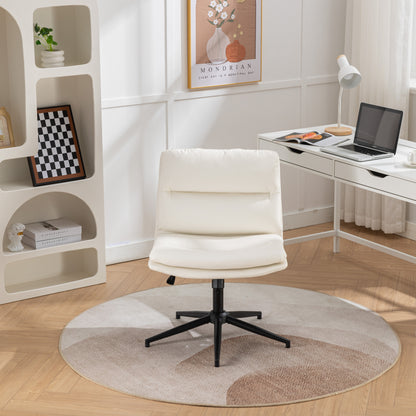 Bizerte Adjustable Swivel Criss-Cross Chair, Wide Seat/ Office Chair /Vanity Chair, White