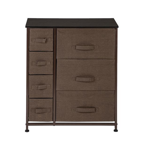 Dresser with 7 Drawers - Steel Frame, Wood Top, Fabric Bins