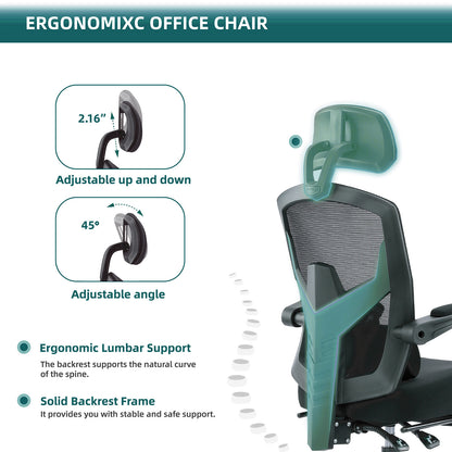 SWEETCRISPY Ergonomic Mesh Office Chair with Lumbar Support