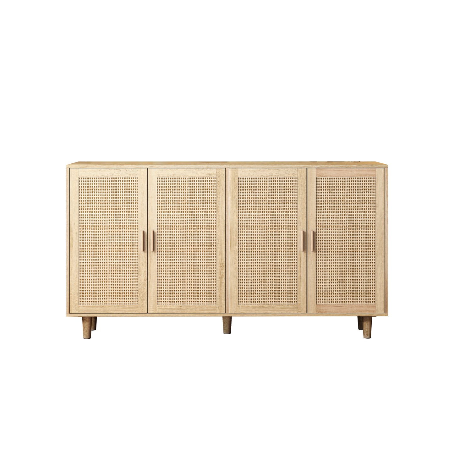 Elegant 4-Door Rattan Storage Cabinet, Functional and Easy to Assemble