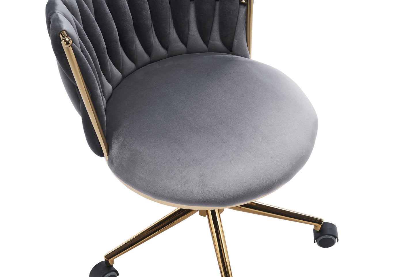 Upholstered Office Desk Chair, Adjustable Swivel Wheels, Ergonomic Design