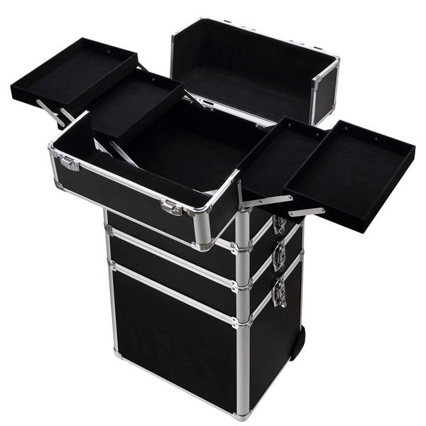 4-in-1 Aluminum Rolling Makeup Case - Black