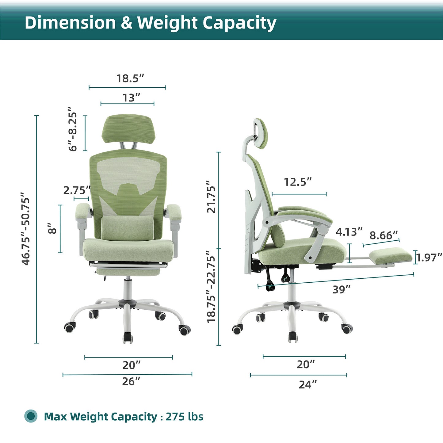 SWEETCRISPY Ergonomic Mesh Office Chair with Lumbar Support