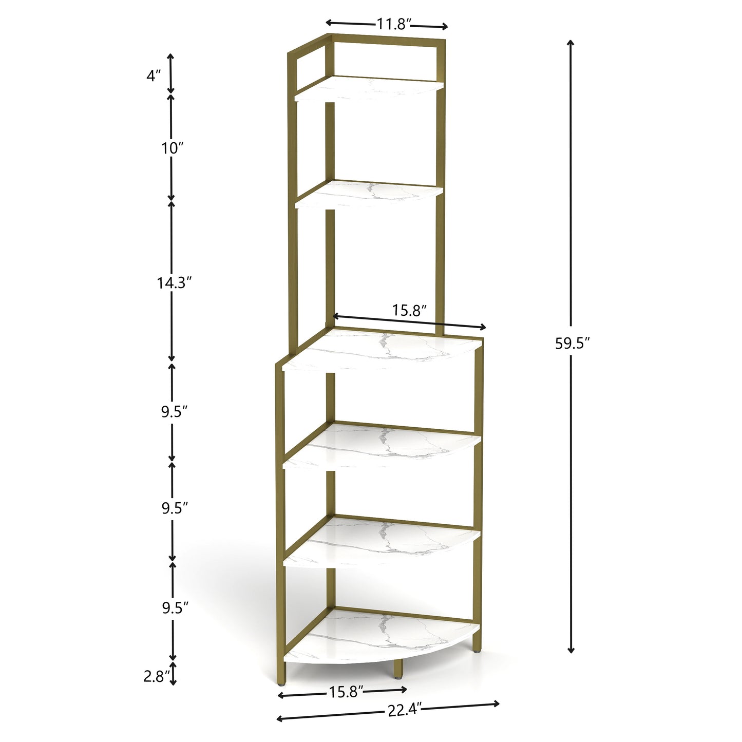 6-Tier Corner Shelf Freestanding Bookcase, Space-Saving Storage for Small Spaces