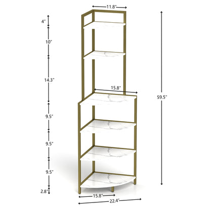 6-Tier Corner Shelf Freestanding Bookcase, Space-Saving Storage for Small Spaces