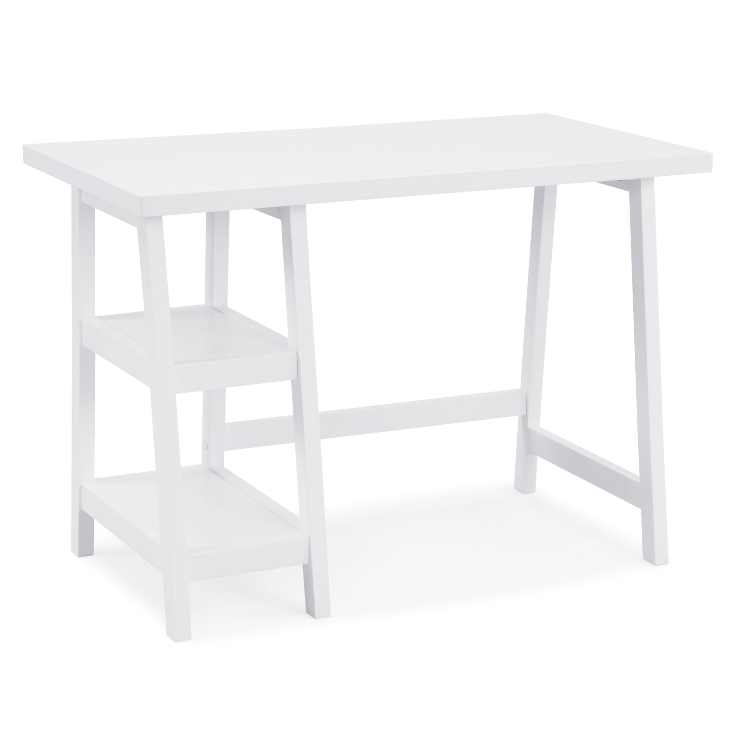 Redina Contemporary Wood Writing Desk with Storage, White