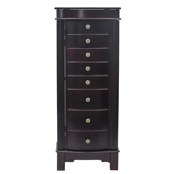 Jewelry Armoire - 8 Drawers, 16 Hooks, Mirror, 2 Swing Doors