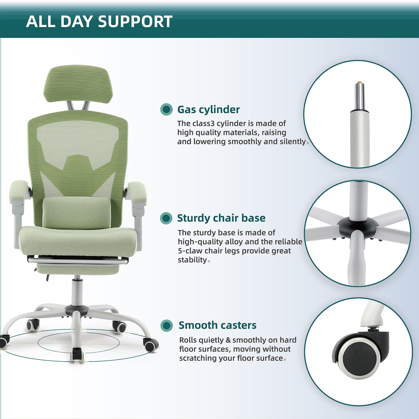 SWEETCRISPY Ergonomic Mesh Office Chair with Lumbar Support