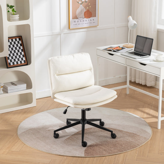 Bizerte Adjustable Swivel Criss-Cross Chair, Wide Seat/ Office Chair /Vanity Chair, White