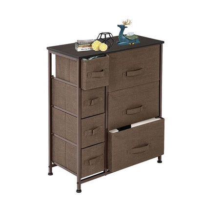 Dresser with 7 Drawers - Steel Frame, Wood Top, Fabric Bins