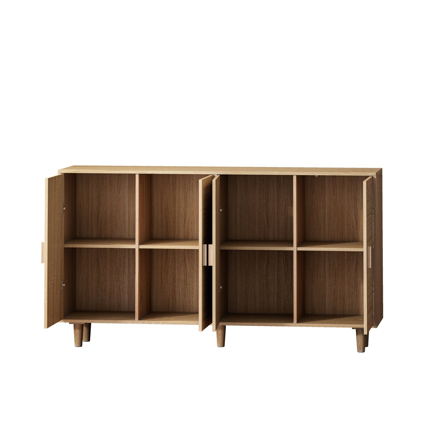 Elegant 4-Door Rattan Storage Cabinet, Functional and Easy to Assemble