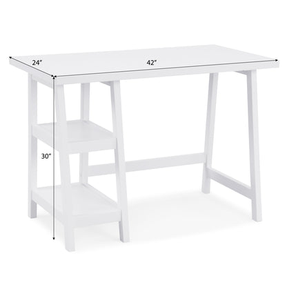 Redina Contemporary Wood Writing Desk with Storage, White