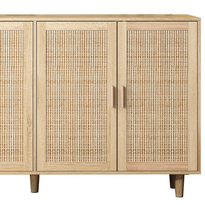 Elegant 4-Door Rattan Storage Cabinet, Functional and Easy to Assemble