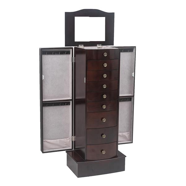 Jewelry Cabinet - Walnut Wood, Necklace Organizer