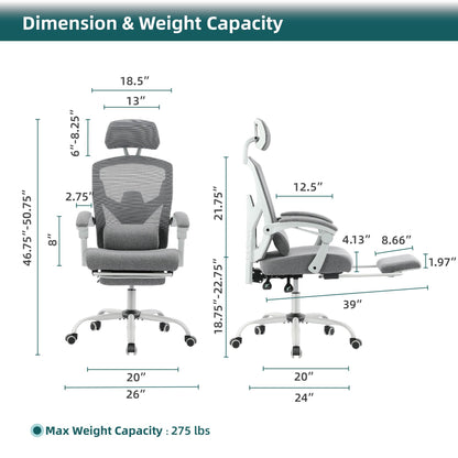 SWEETCRISPY Ergonomic Mesh Office Chair with Lumbar Support