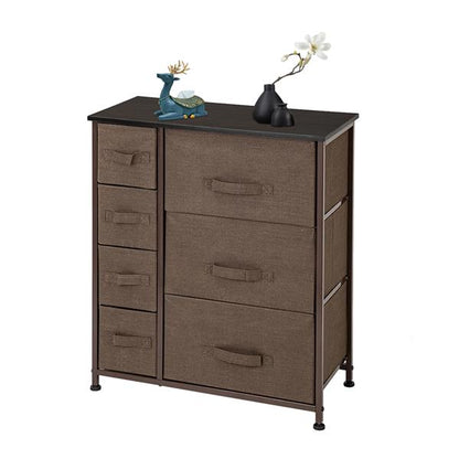 Dresser with 7 Drawers - Steel Frame, Wood Top, Fabric Bins