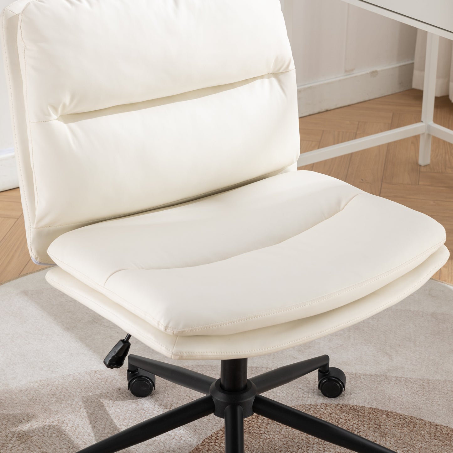 Bizerte Adjustable Swivel Criss-Cross Chair, Wide Seat/ Office Chair /Vanity Chair, White