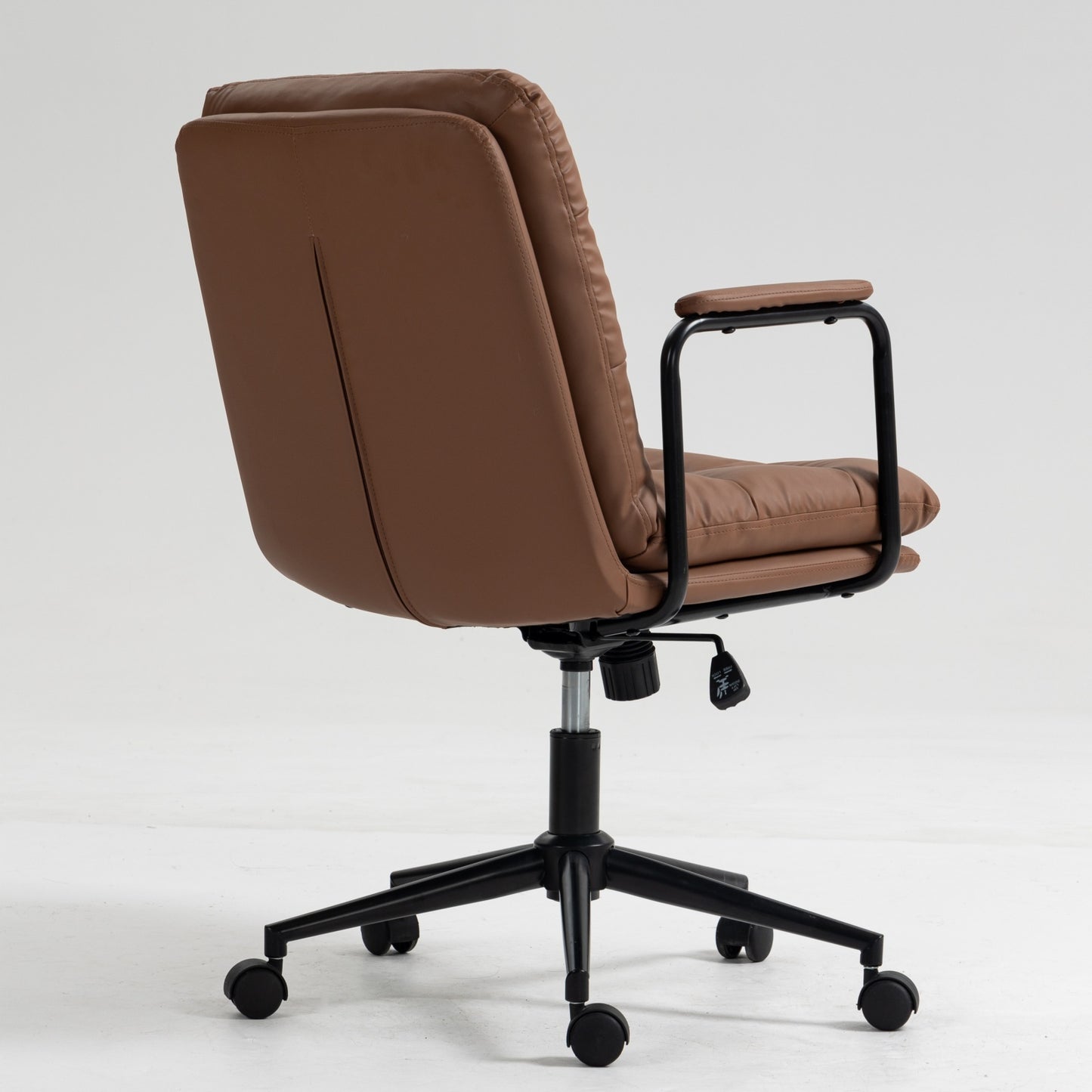 Mid Back Office Chair, Ergonomic PU Leather Desk Task Chair with Wheels and Reclining Back