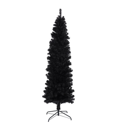 7.5FT Black Slim Artificial Christmas Tree  Includes Foldable Metal Stand