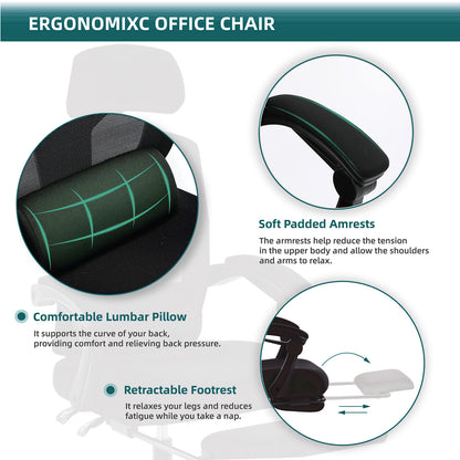 SWEETCRISPY Ergonomic Mesh Office Chair with Lumbar Support