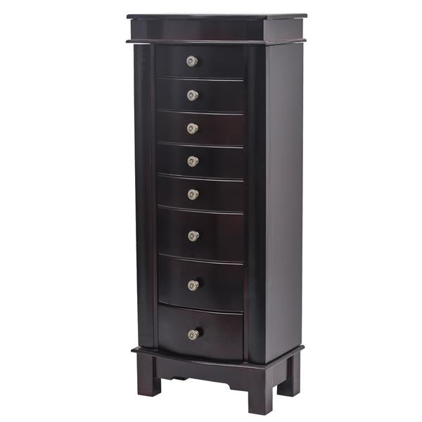 Jewelry Armoire - 8 Drawers, 16 Hooks, Mirror, 2 Swing Doors