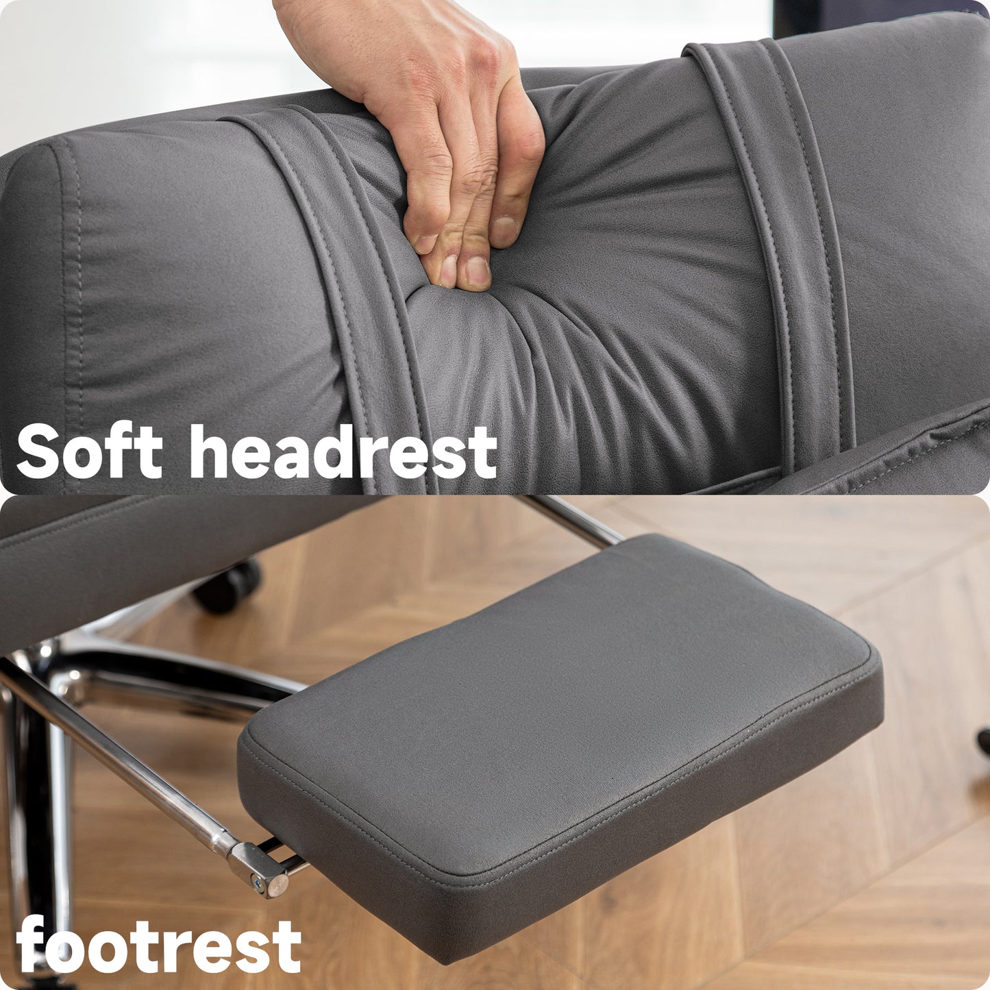 Swivel Ergonomic Office Chair, High Back with Lumbar Support and Headrest, 155° Recline