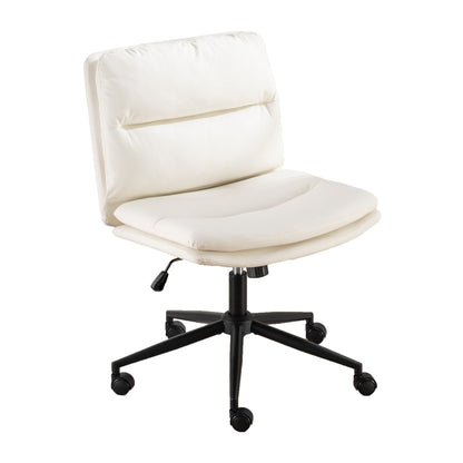 Bizerte Adjustable Swivel Criss-Cross Chair, Wide Seat/ Office Chair /Vanity Chair, White