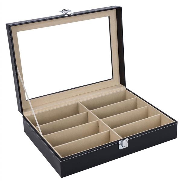 Leather Sunglasses Organizer - 8 Slots, Black