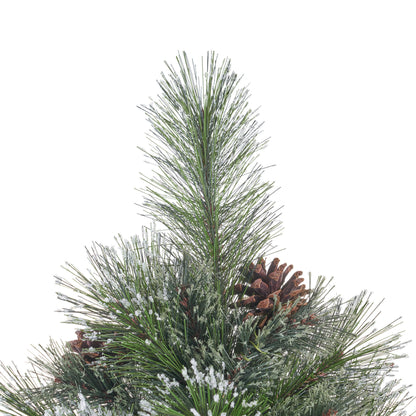 7' Faux Cashmere and Snow Bristle Mixed Tree with 75 Pine Cones and 1233 tips,Dia.:59