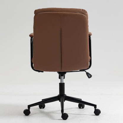 Mid Back Office Chair, Ergonomic PU Leather Desk Task Chair with Wheels and Reclining Back