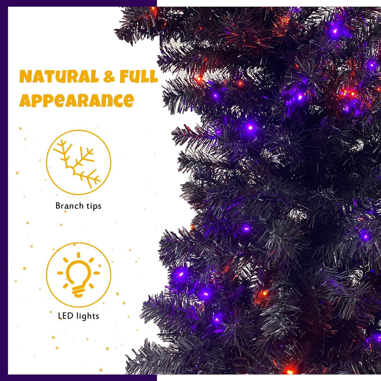 6FT Artificial Fir Bent Top Halloween Christmas Tree, Xmas Tree Bendable Grinch Style Christmas Tree Holiday Decoration w/1,080 Lush Branch Tips, 300 LED Lights X-mas Halloween Style