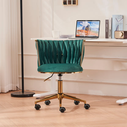 Upholstered Office Desk Chair, Adjustable Swivel Wheels, Ergonomic Design