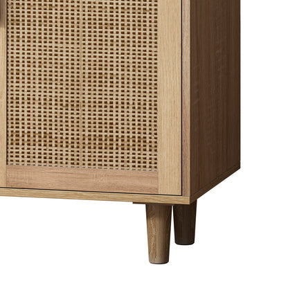 Elegant 4-Door Rattan Storage Cabinet, Functional and Easy to Assemble