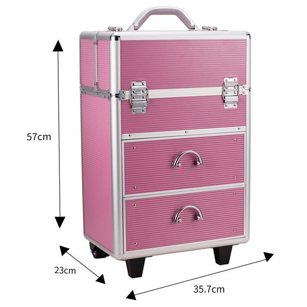 4-Tier Lockable Makeup Train Case - Pink