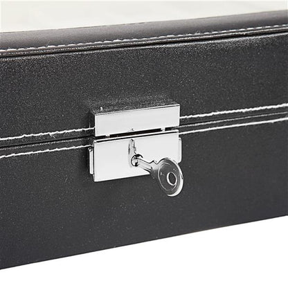 24-Compartment Leather Watch Box - Black