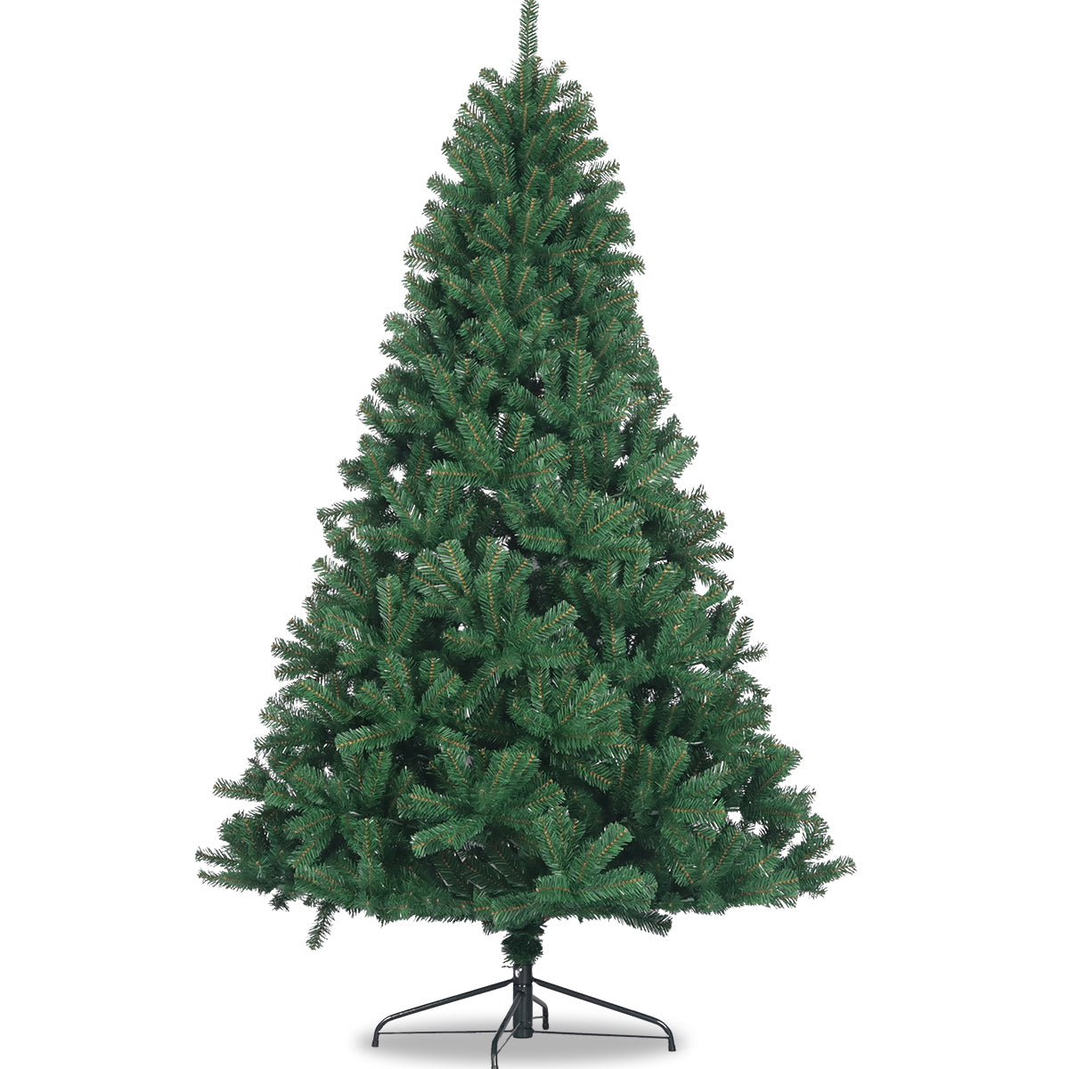 Artificial Christmas Tree Full Natural Spruce PVC Fir Tree 7.5ft Foldable Metal Stand  Unlit Green