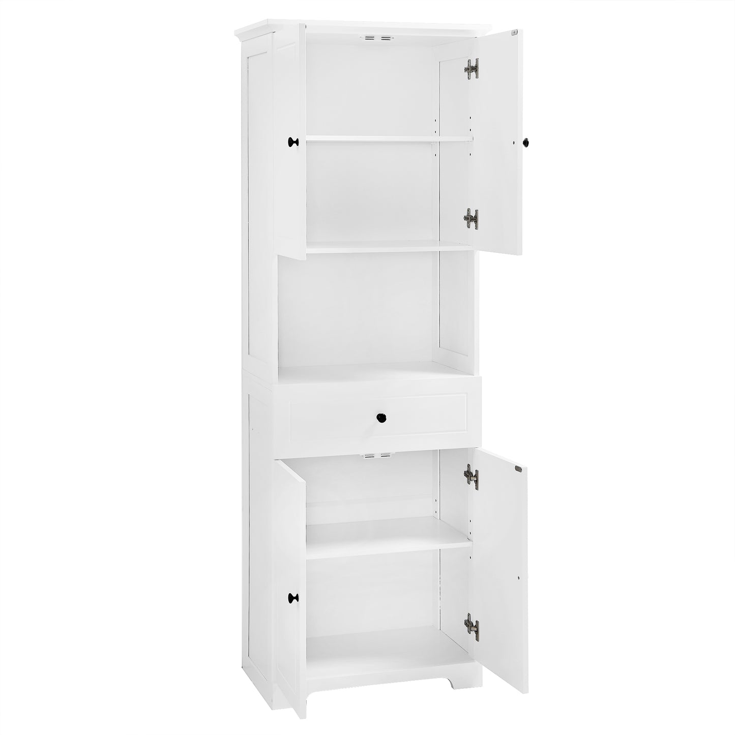 Tall Bathroom Cabinet with Four Doors and Open Shelve