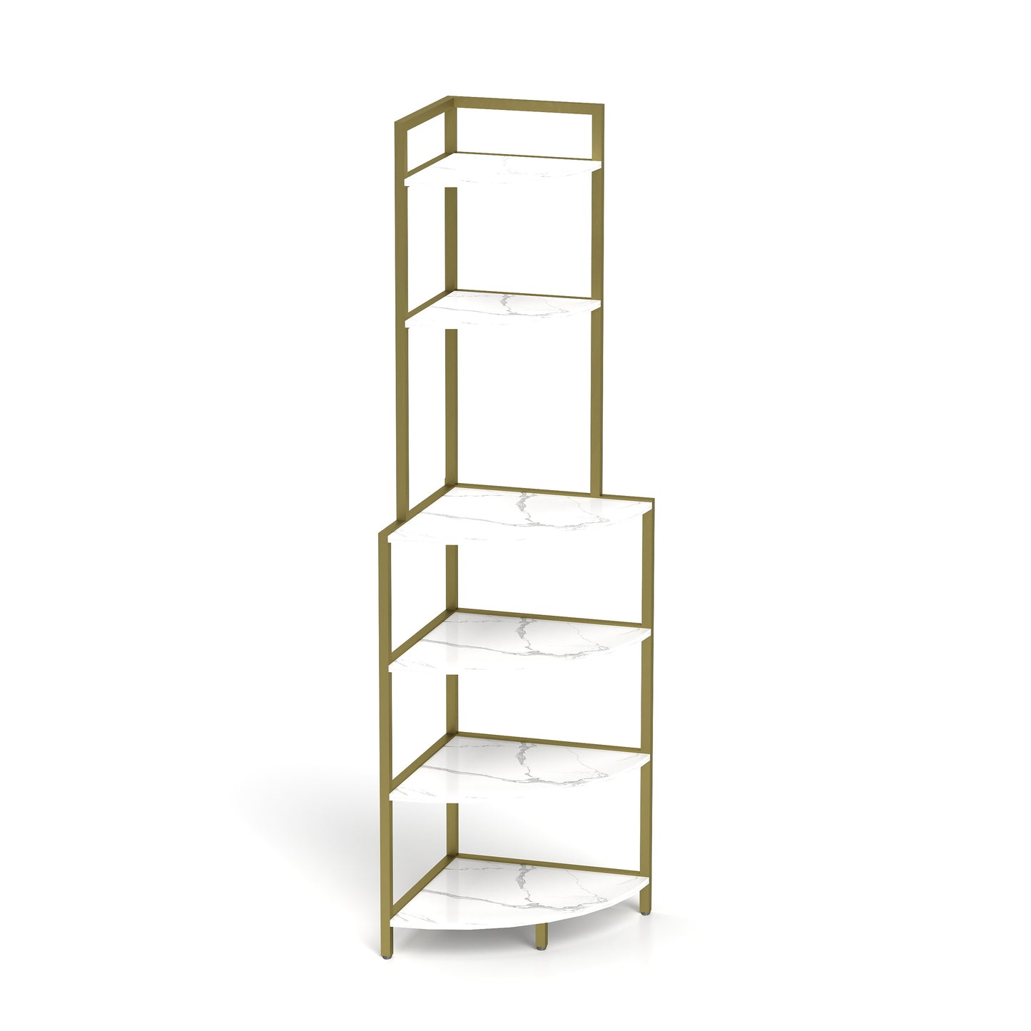 6-Tier Corner Shelf Freestanding Bookcase, Space-Saving Storage for Small Spaces