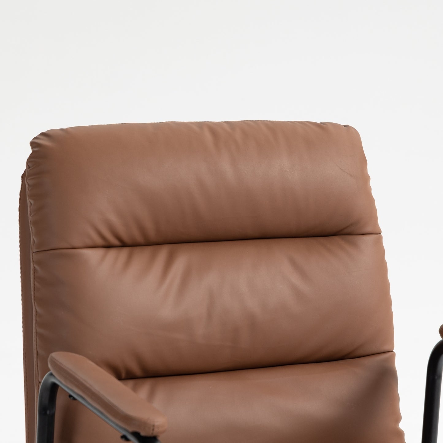 Mid Back Office Chair, Ergonomic PU Leather Desk Task Chair with Wheels and Reclining Back