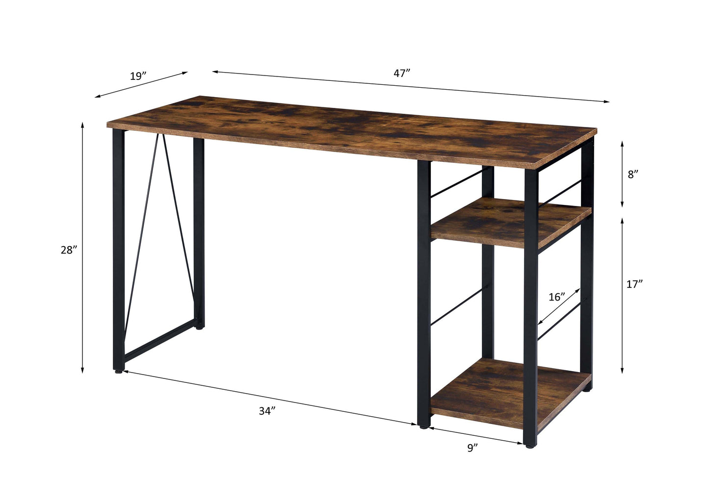 ACME Vadna Writing Desk, Weathered Oak & Black Finish