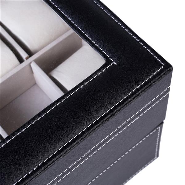 20-Compartment Wooden Watch Box - Dual Layers, Black