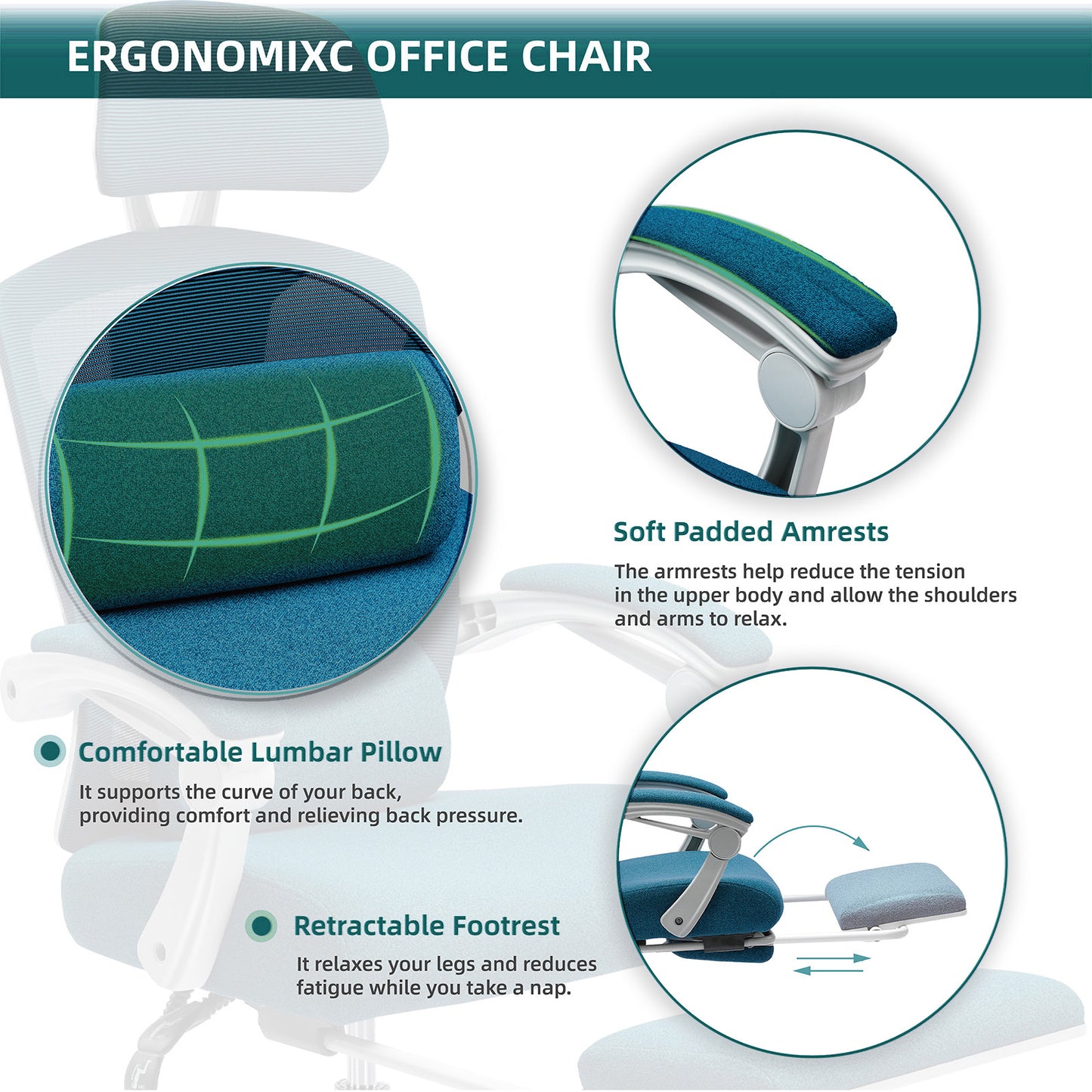 SWEETCRISPY Ergonomic Mesh Office Chair with Lumbar Support