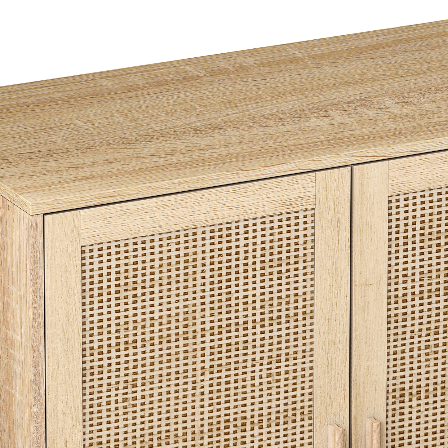 Elegant 4-Door Rattan Storage Cabinet, Functional and Easy to Assemble