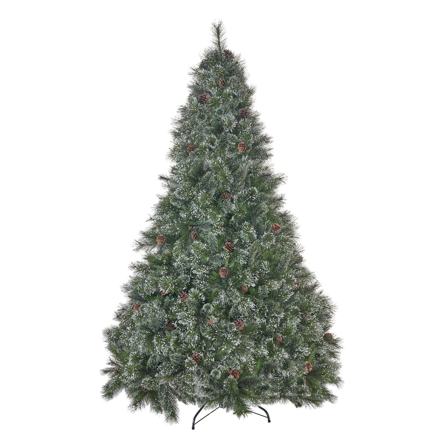 7' Faux Cashmere and Snow Bristle Mixed Tree with 75 Pine Cones and 1233 tips,Dia.:59