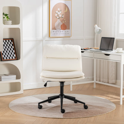 Bizerte Adjustable Swivel Criss-Cross Chair, Wide Seat/ Office Chair /Vanity Chair, White