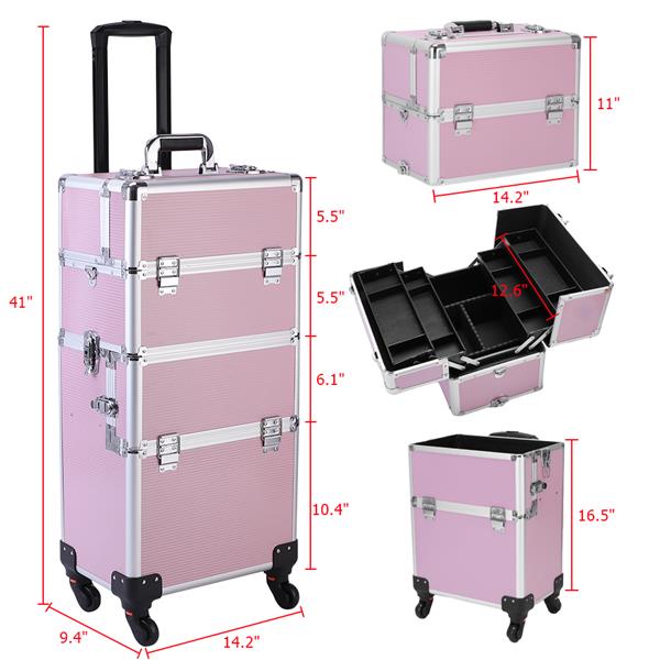 3 in 1 Aluminum Cosmetic Makeup Case Tattoo Box Pink