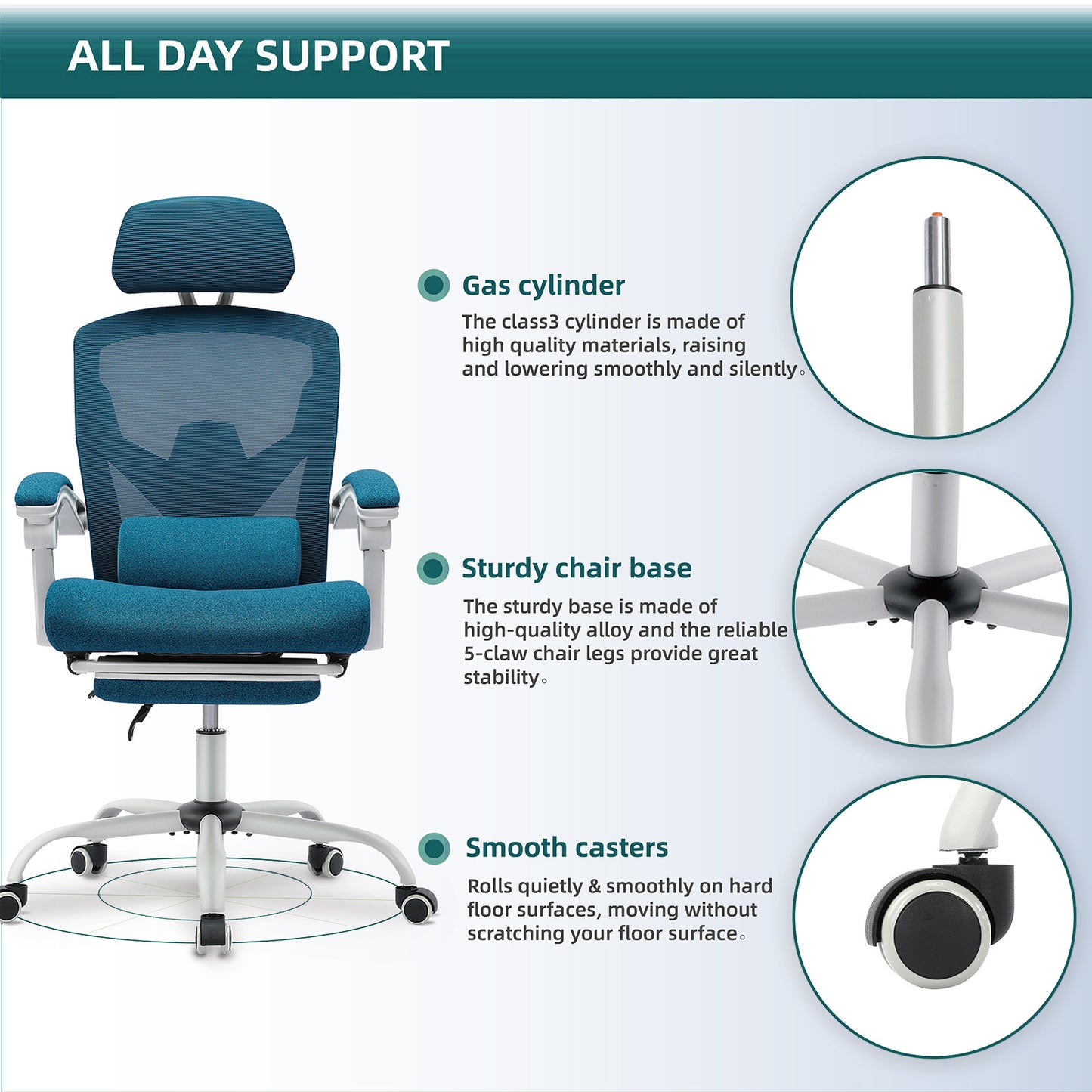 SWEETCRISPY Ergonomic Mesh Office Chair with Lumbar Support