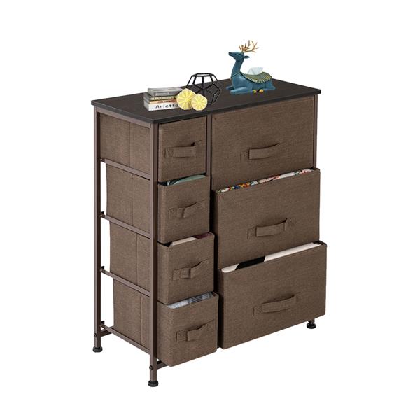 Dresser with 7 Drawers - Steel Frame, Wood Top, Fabric Bins