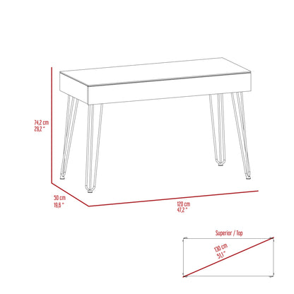 Baxter 120 Drawer Desk, Four Legs, One Drawer -Mahogany